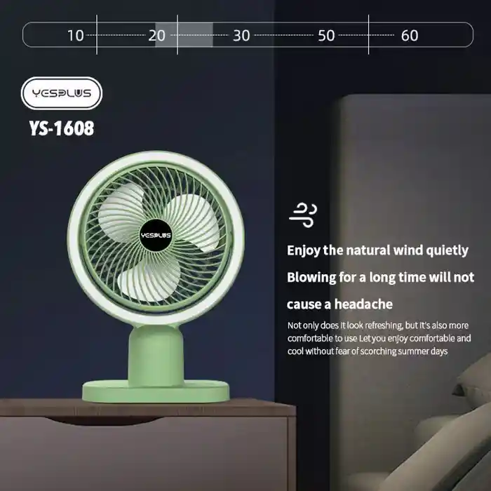 YesPlus YS-1608 Desktop Fan with Light Assorted Green Colours